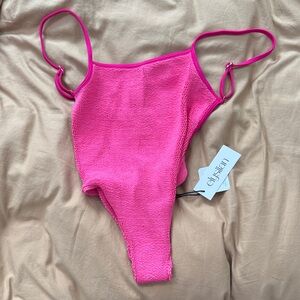 Elysian Bright Pink Textured One-Piece